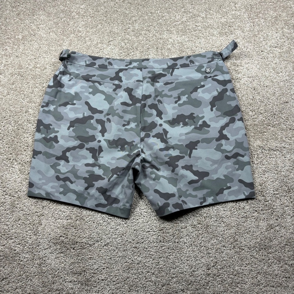 G/FORE Mens Camo Golf Shorts Gray Performance Tech Tab Side Adjusters Size 38
